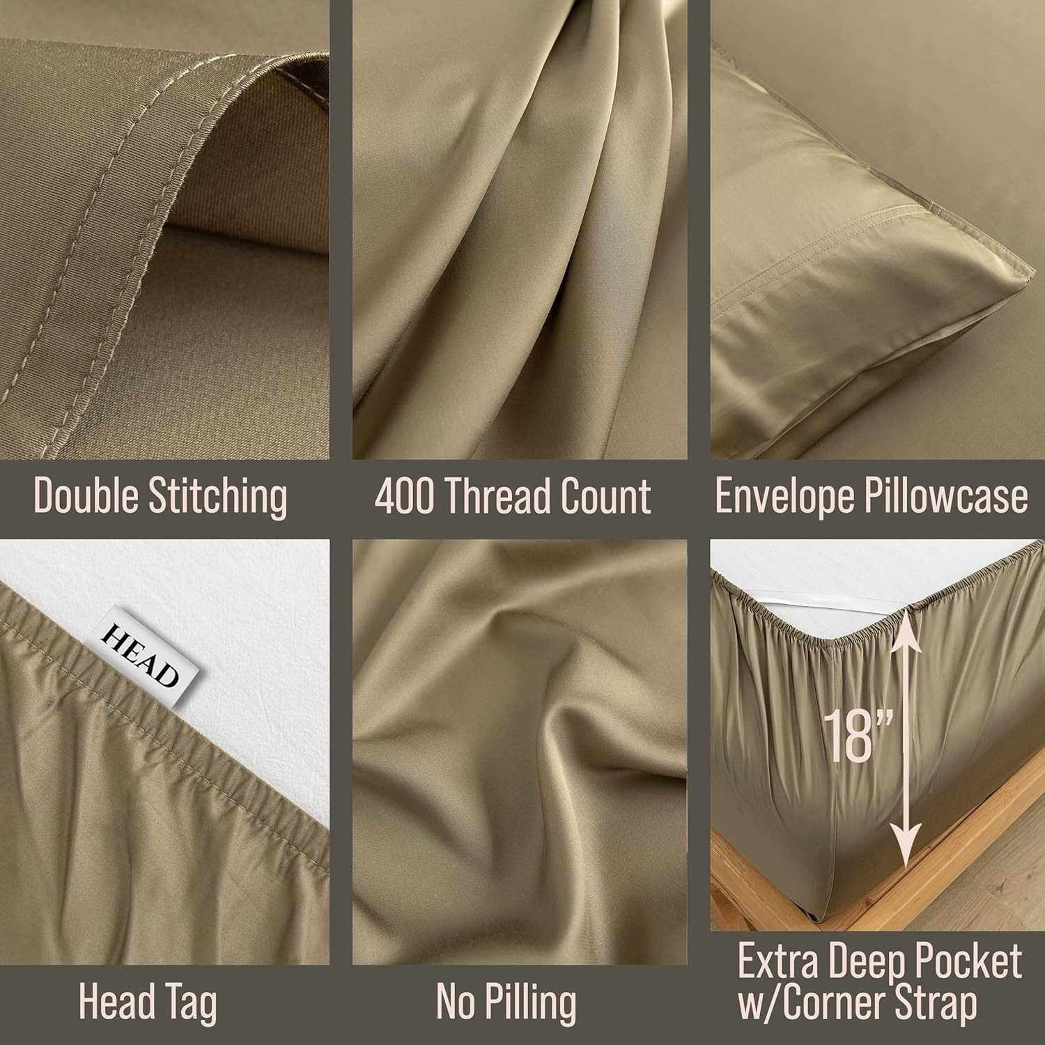 Luxury Bamboo Viscose King Sheet Set – 6 Piece Olive Green, Cooling & Soft