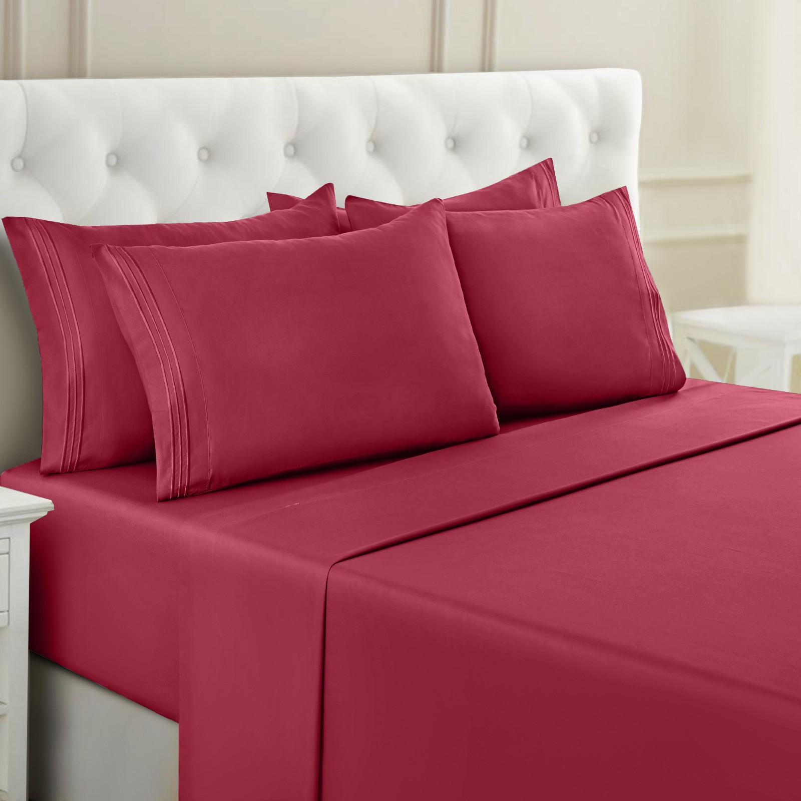1800 Series 6 Piece Bed Sheet Set Soft Deep Pocket Twin King Queen Full Sheets