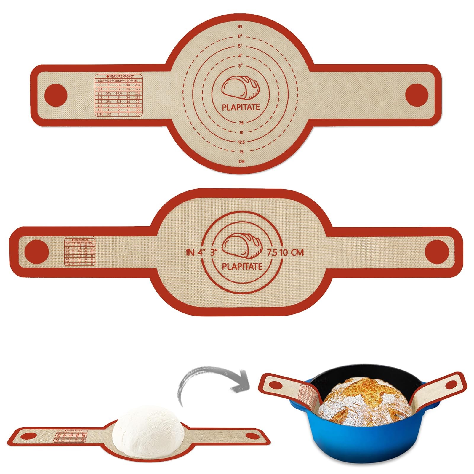 Silicone Bread Sling Dutch Oven Liner, Non-Stick & Easy Clean Reusable Oval a…
