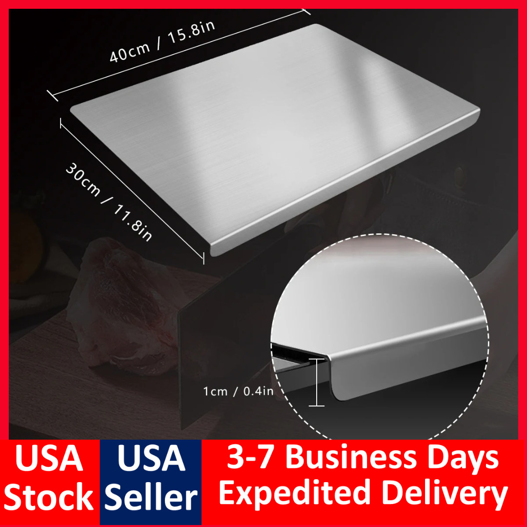 304 Stainless Steel Chopping Board Large with Lid Non Slip for Kitchen Counter