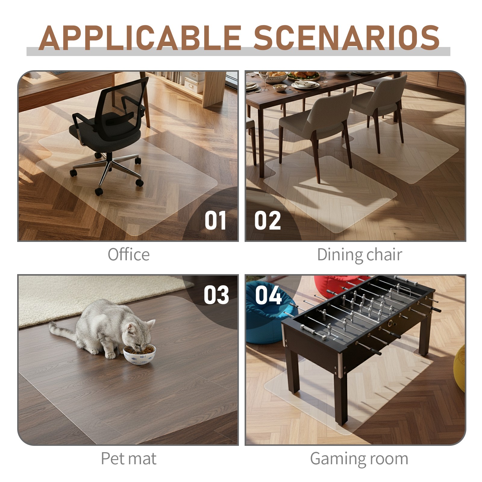 30×48 Clear Frosted Desk Chair Mat, 0.08 Inch Thick PVC Floor Guard for Hardwood