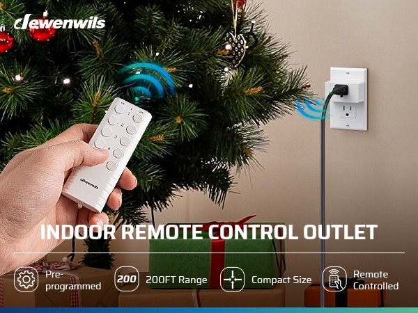 DEWENWILS Remote Control Outlet, Indoor Wireless Remote Outlet Switch 5 Outlets