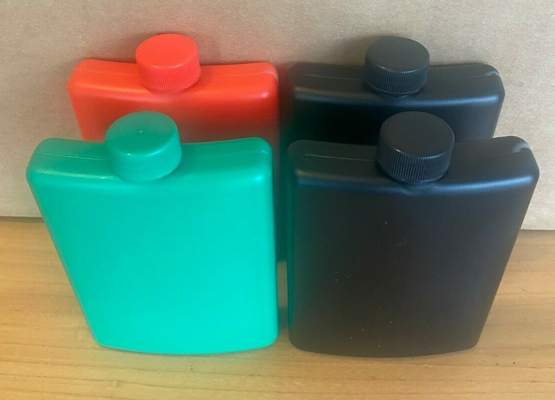 4 Pack – Multi Color – Plastic Alcohol Flask – Free Shipping