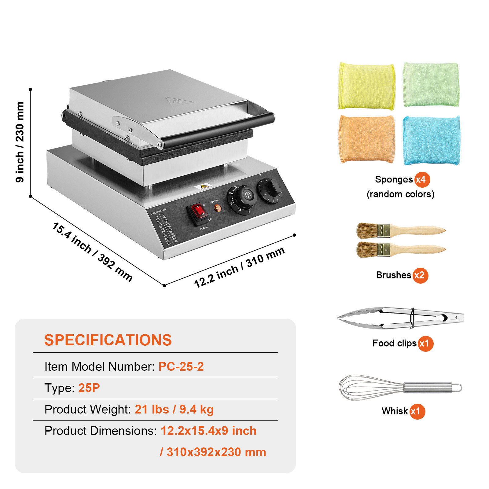 VEVOR 25PCS 43mm Mini Dutch Pancake Maker Commercial Dorayaki Baker 1700W