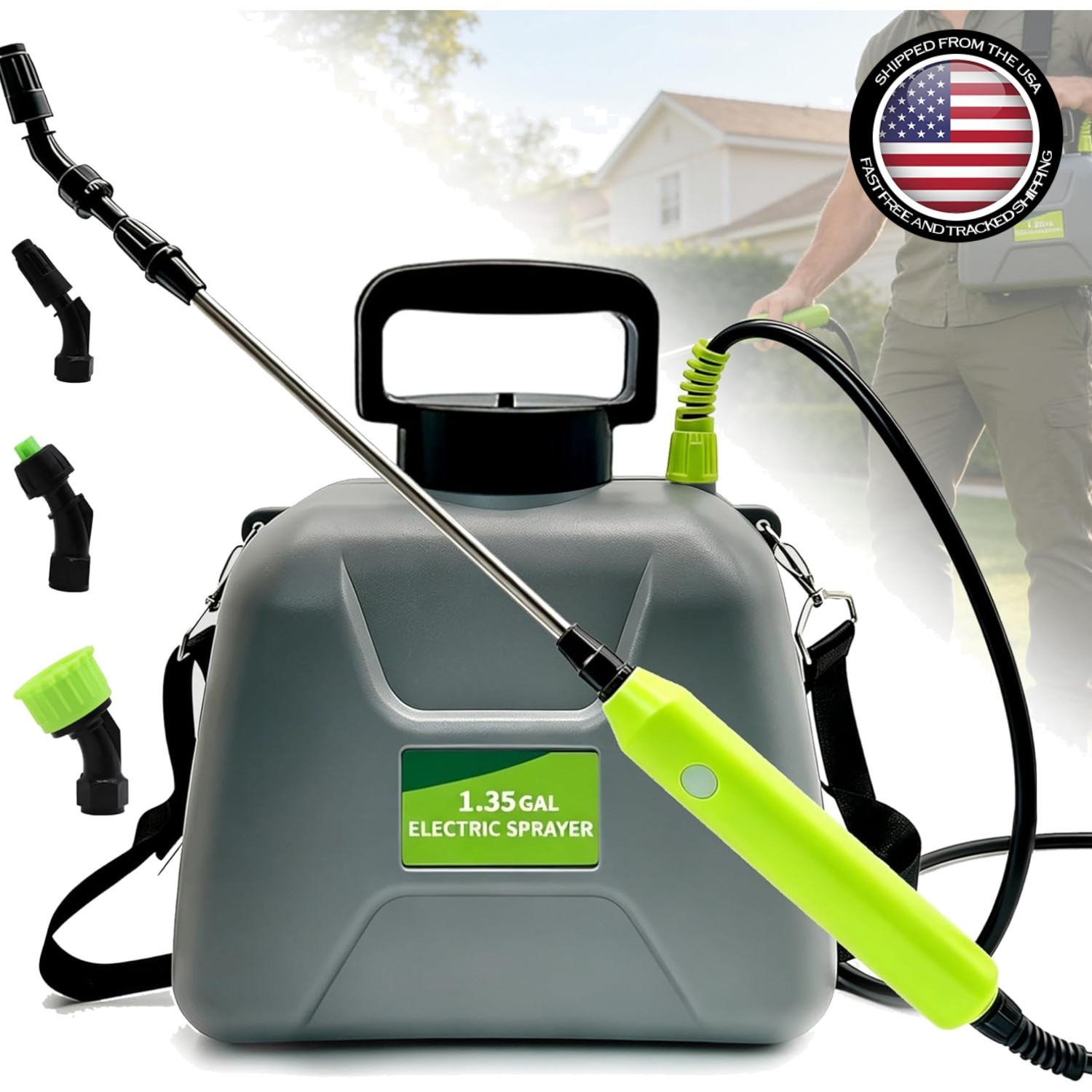 Versatile Battery Powered Garden Sprayer 1.35 Gal – Comfortable & Leak-Free