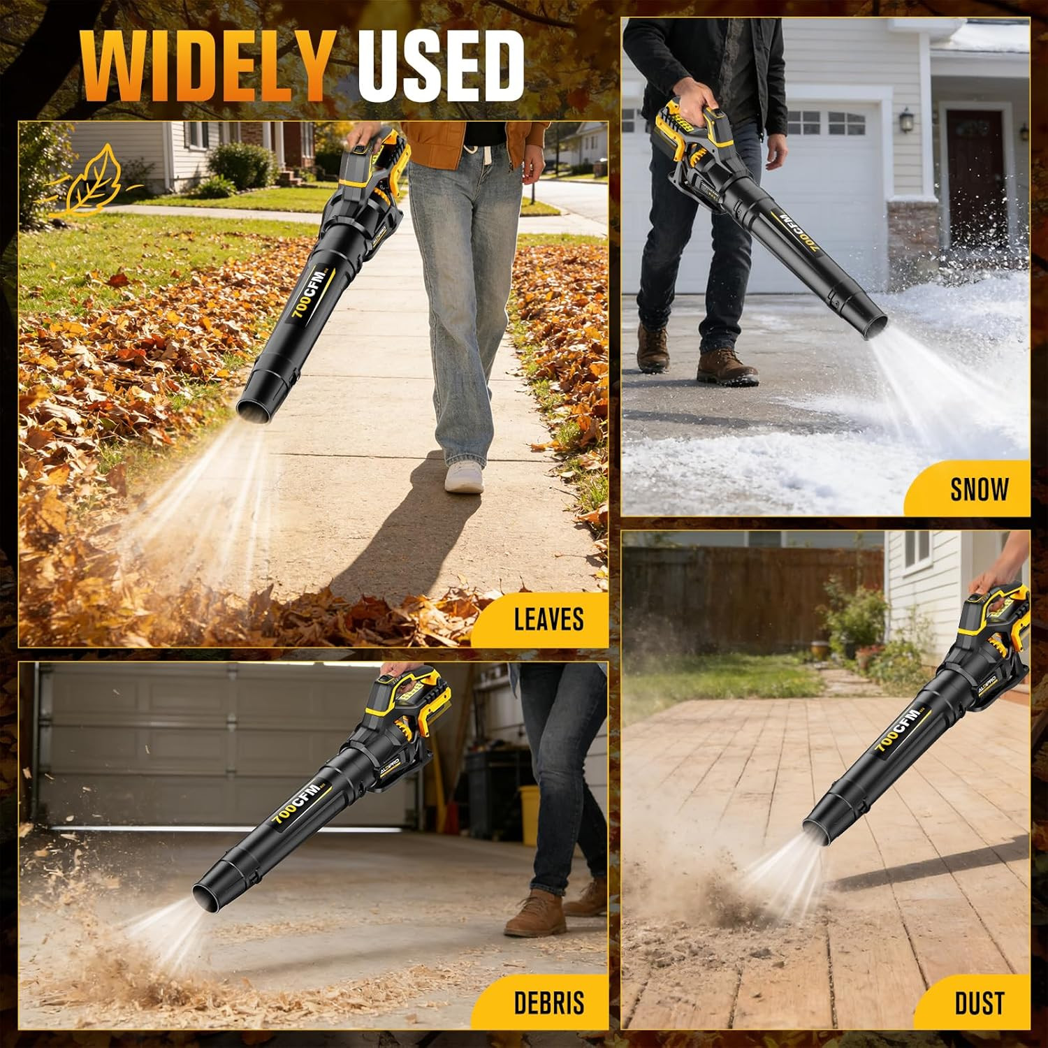 700 CFM Cordless Leaf Blower Compatible with Dewalt 20V Max Battery, 200 MPH Hea