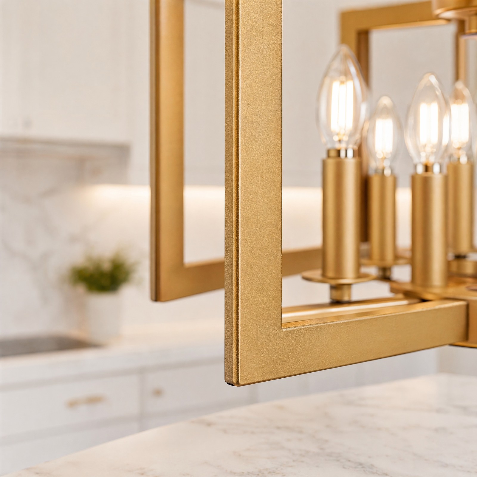 22 in Kitchen Living Room Industrial Gold LED Pendant Chandelier 6 Light Fixture