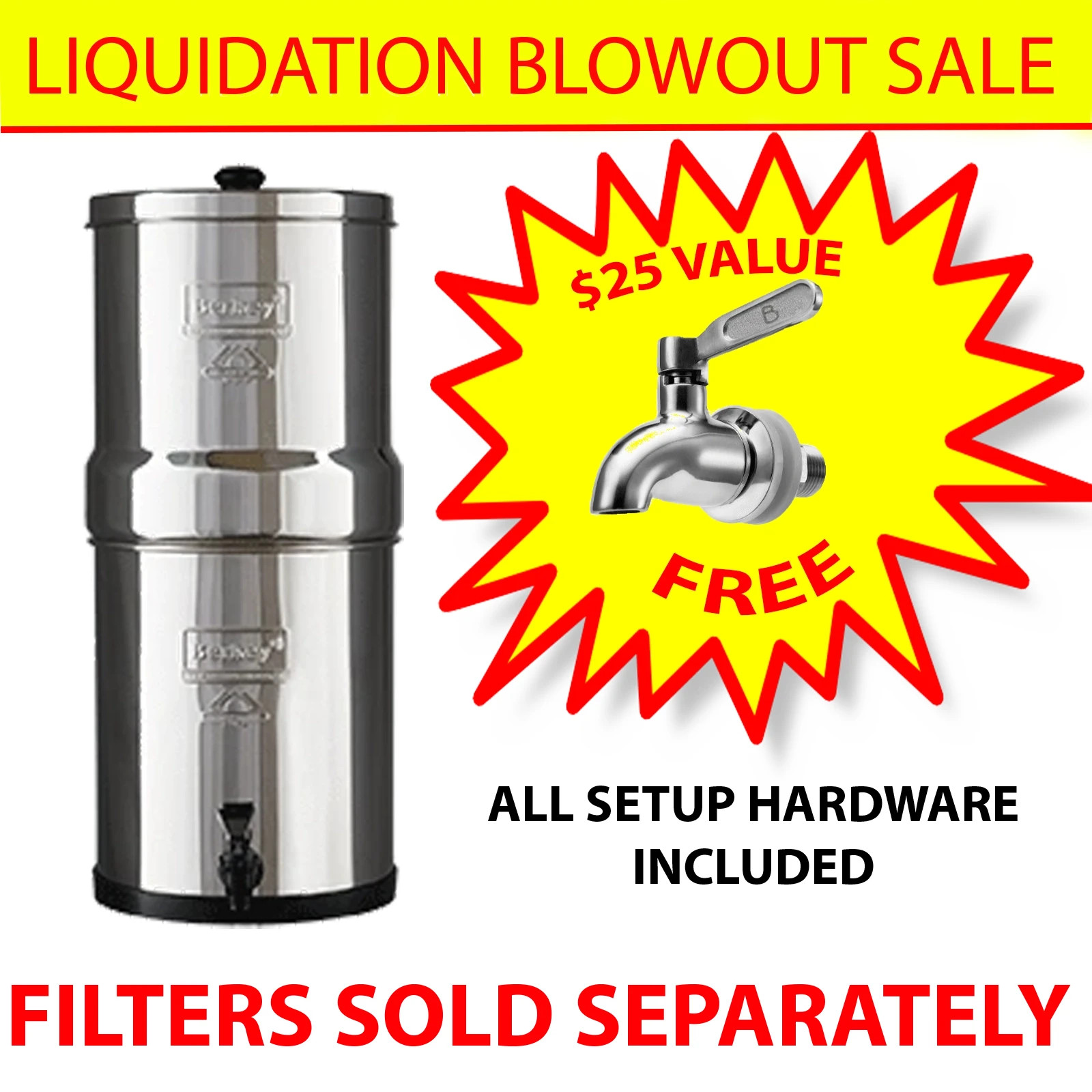 Berkey Water Filter 304 Stainless Steel Replacement Housing with Metal Spigot