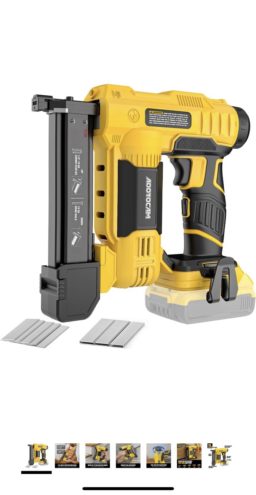 18GA Cordless Brad Nailer for Dewalt 20V Battery (Tool Only), 2 in 1 Cordless…