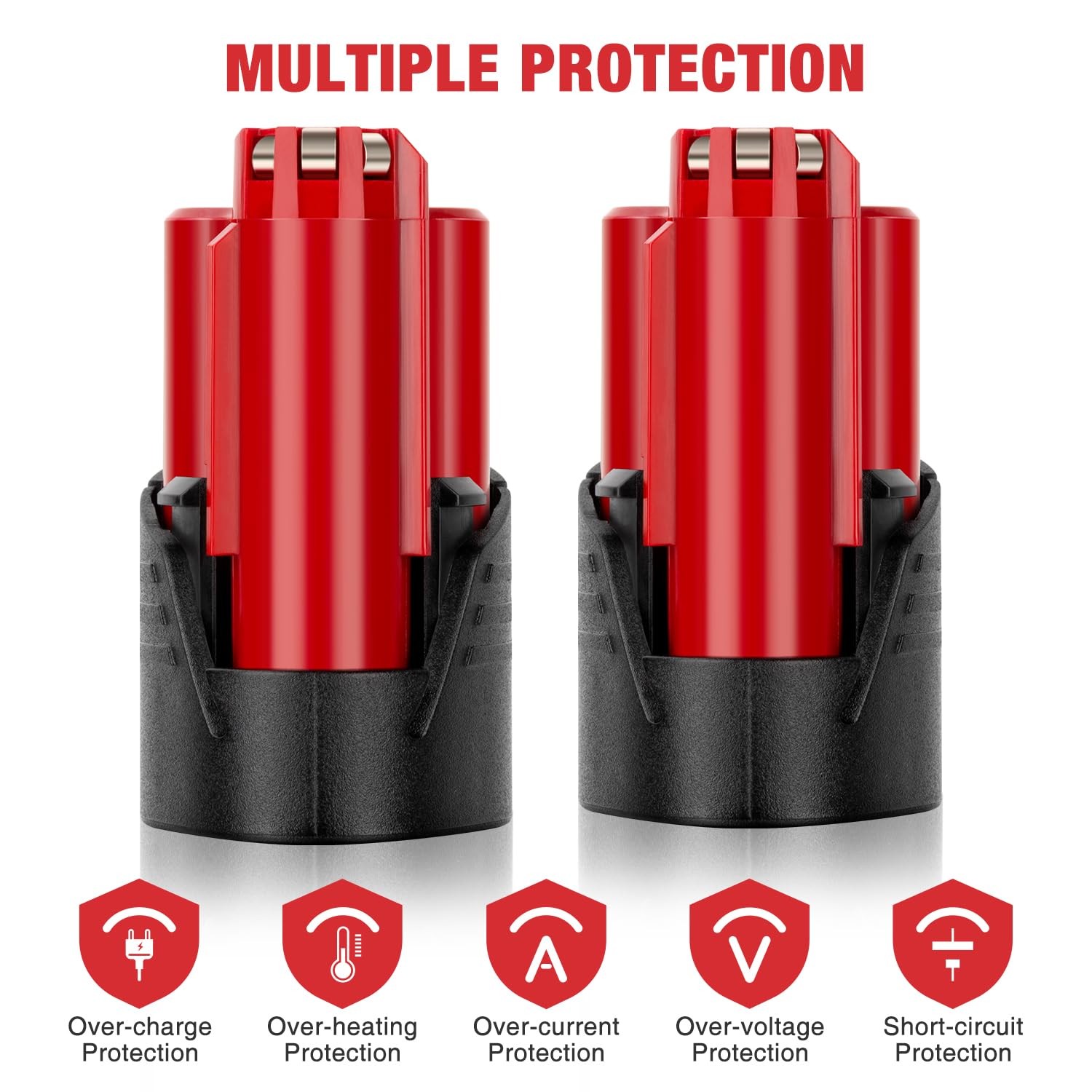 2x for Milwaukee M12 RED LITHIUM 12V 4.0Ah Li-Ion Battery 48-11-2430 New US