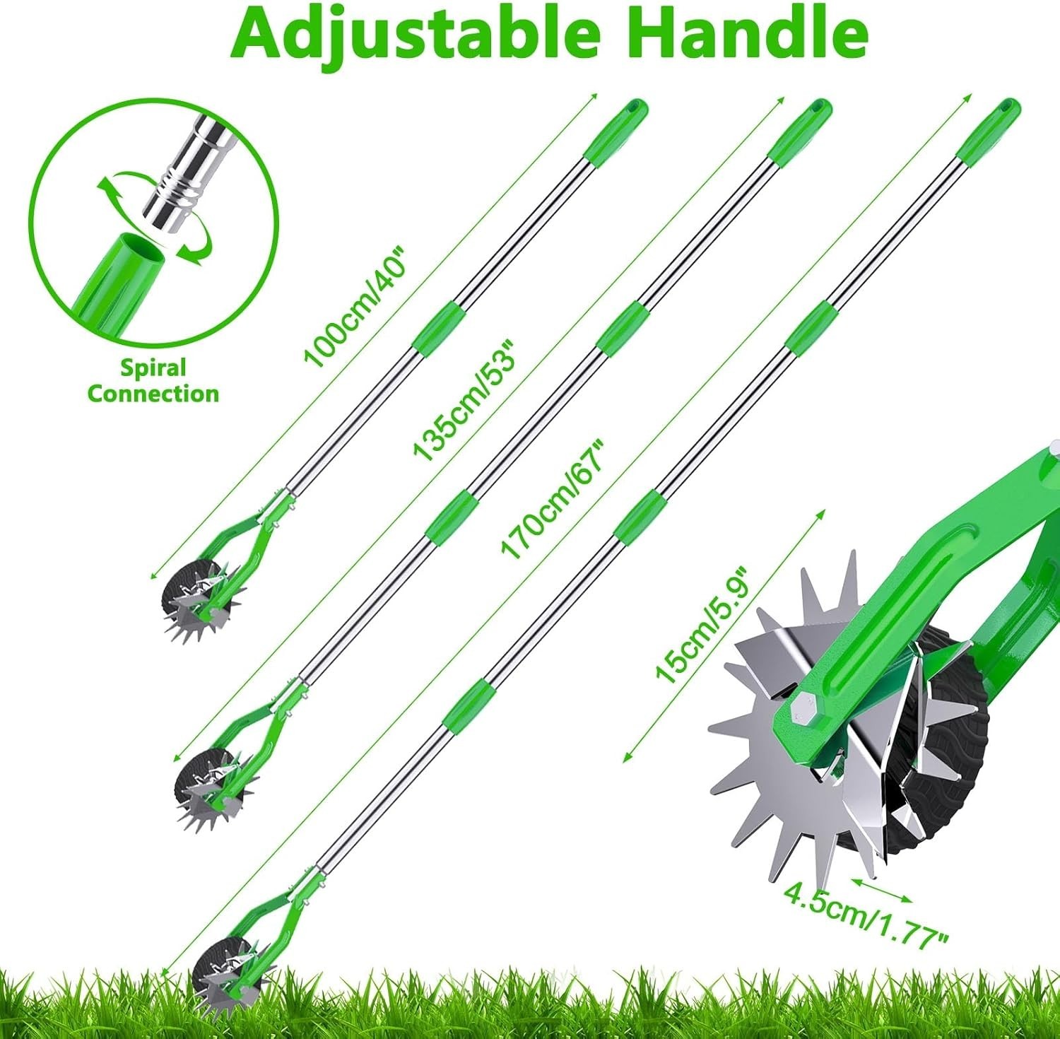 Edger Lawn Tool – 67 Inch Wheel Rotary Lawn Edger with Adjustable Stainless Stee
