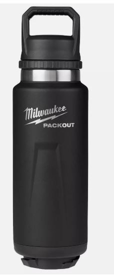 Milwaukee PACKOUT 36oz Insulated Bottle with Chug Lid Black 48-22-8397B New
