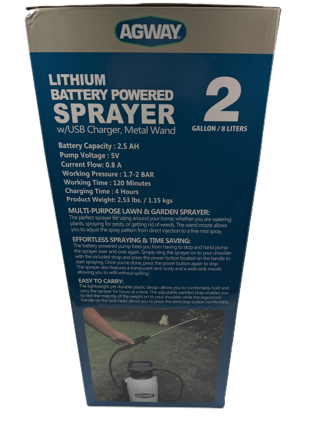 AGWAY 2 Gallon Lithium Battery Powered Sprayer Electric Lawn Garden Tank Sprayer