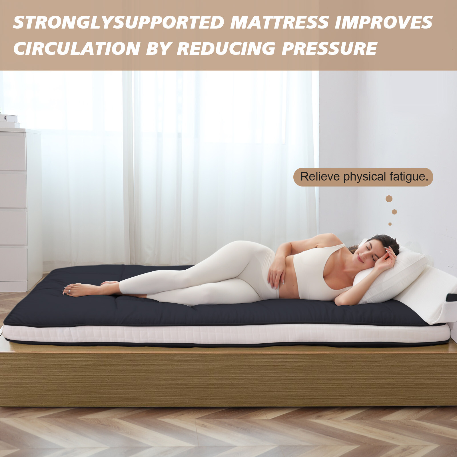 Extra Thick Japanese Sleeping Floor Mattress Foldable Roll Up Futon Tatami Mat