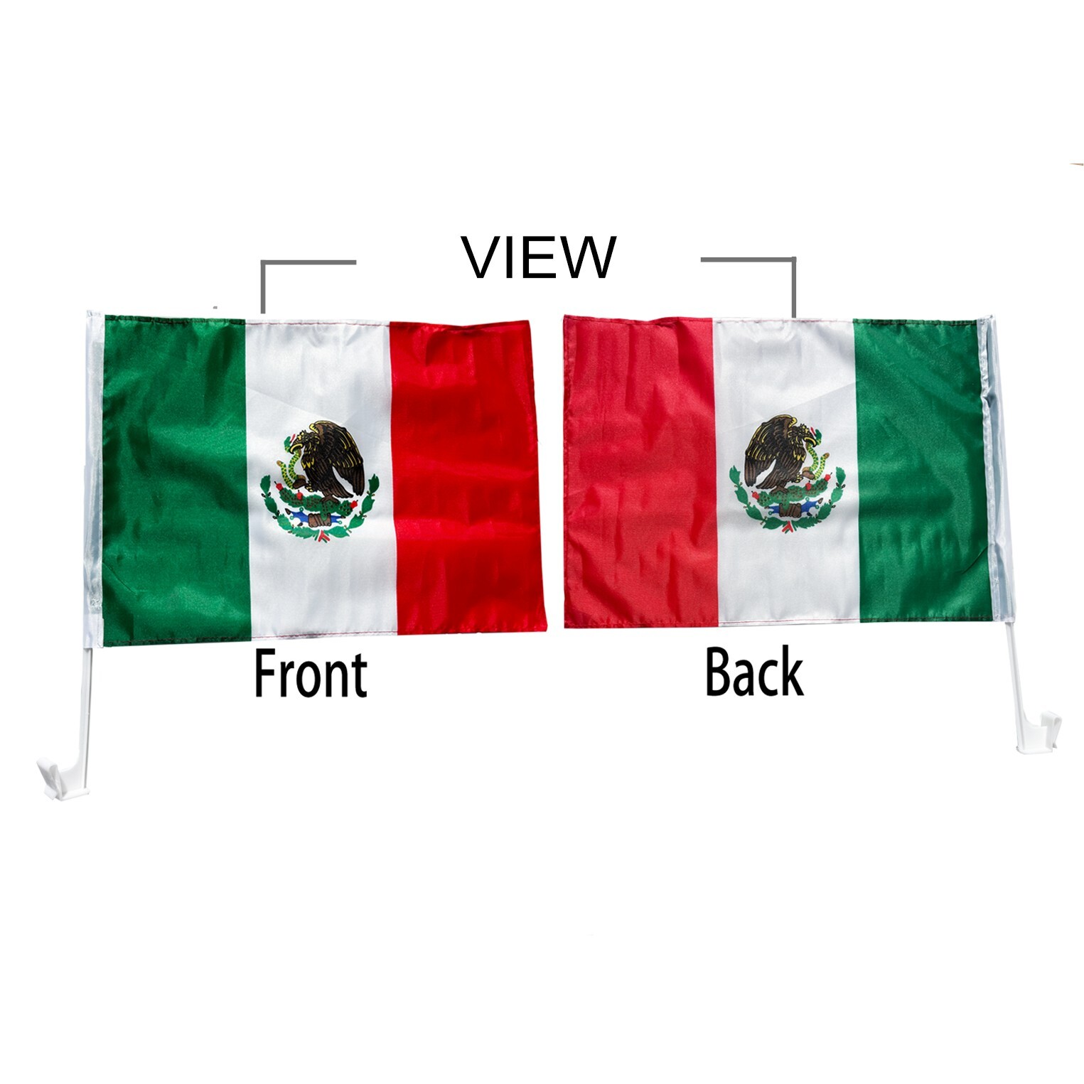 2 PACK MEXICO CAR AUTO DEALER SUPPLIES Window Clip On Flags Sale Flag