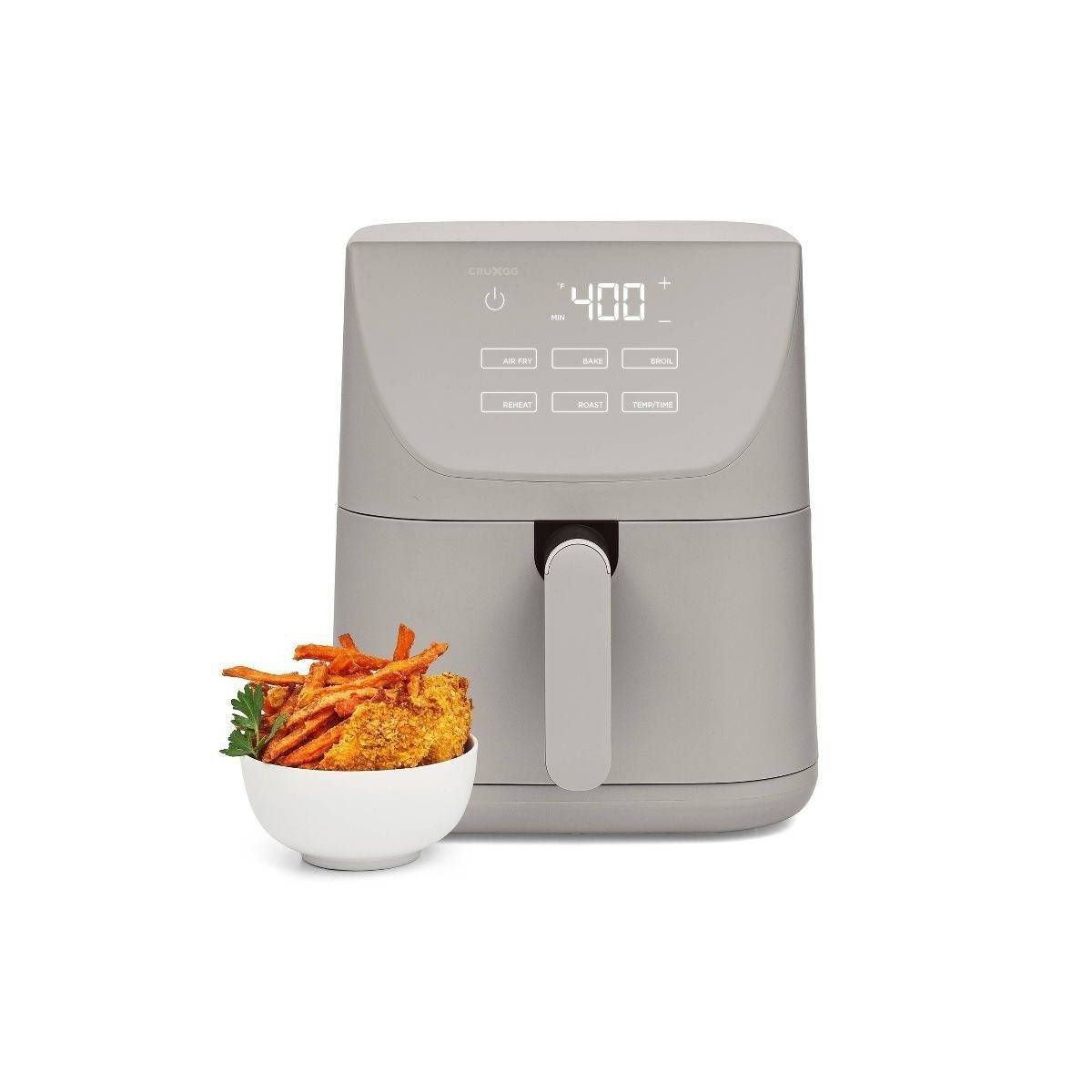 CRUXGG 6QT AIR FRYER: 1500W ELECTRIC FRYER DISHWASHER-SAFE PARTS – GRAY