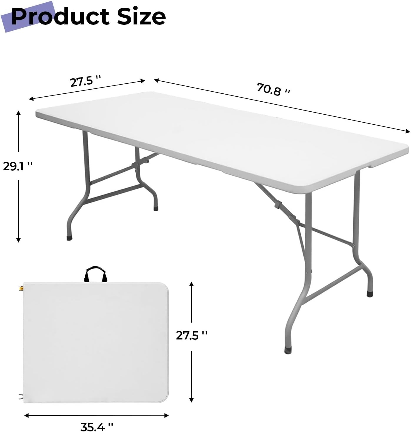 NEW 6 Ft Folding Plastic Table Perfect for Indoor Outdoor Dining Party Picnic