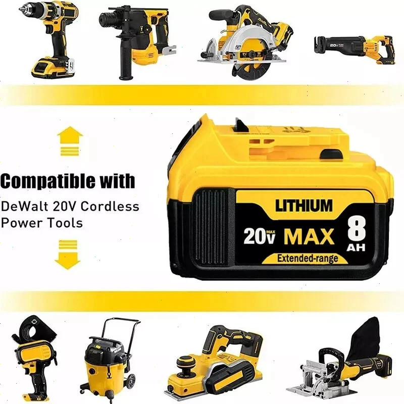 4Pack 8.0AH For DeWalt 20V 20 Volt Max Lithium Ion Battery DCB206-2 DCB205-2