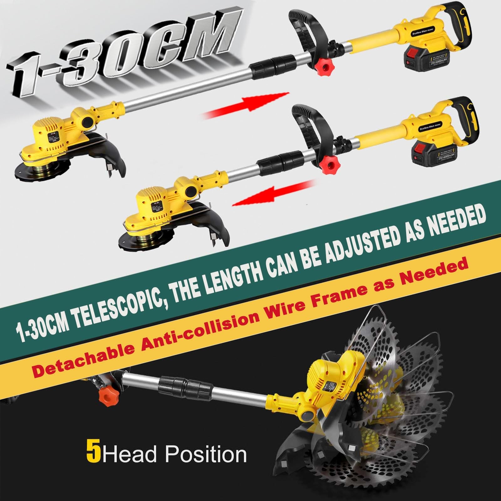 YEXLXLN Weed Wacker Cordless for Dewalt 20V MAX Battery, 4in1 Weed Wacker
