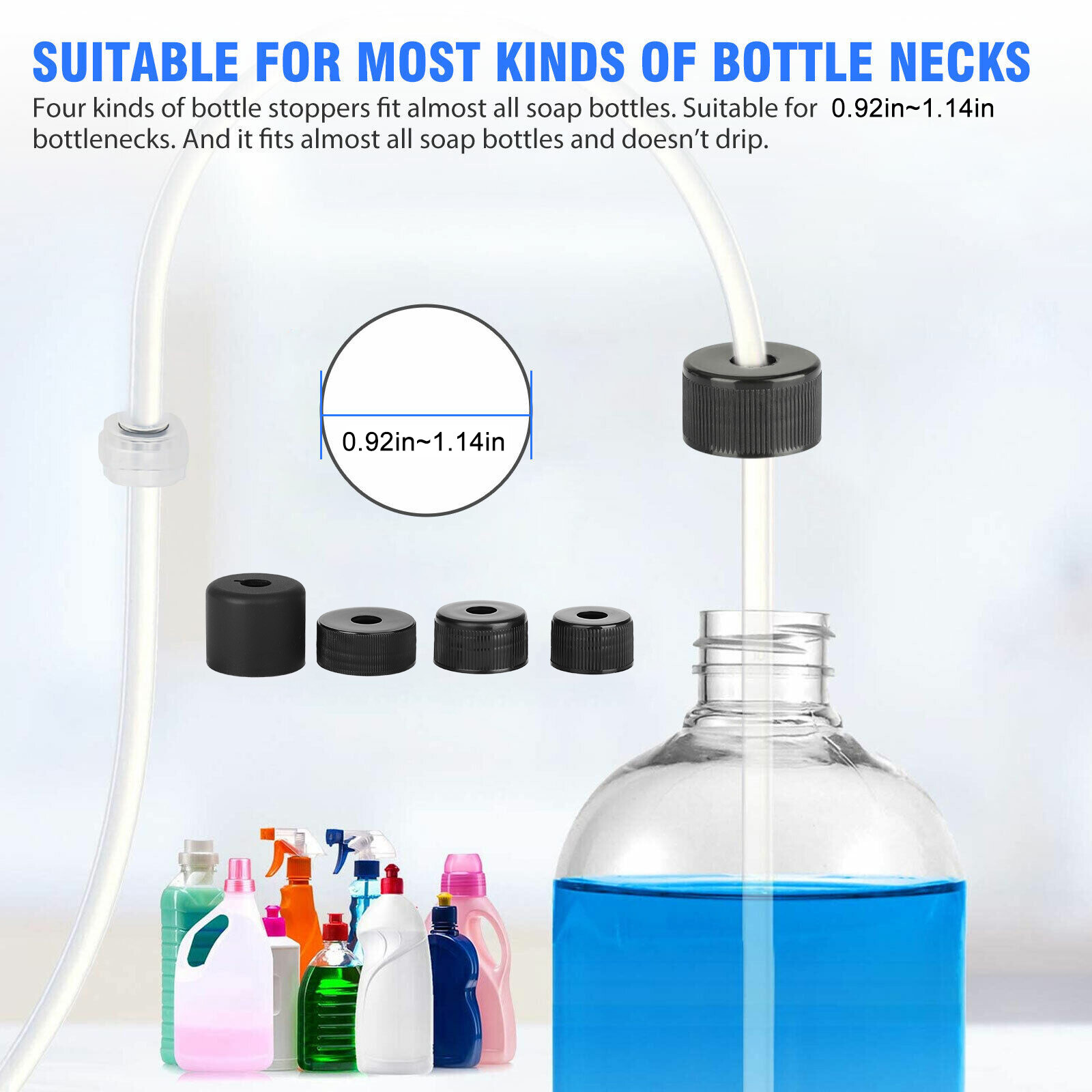 360° Sink Soap Dispenser Stainless Steel Kitchen Hands Liquid Pump Bottle Tube