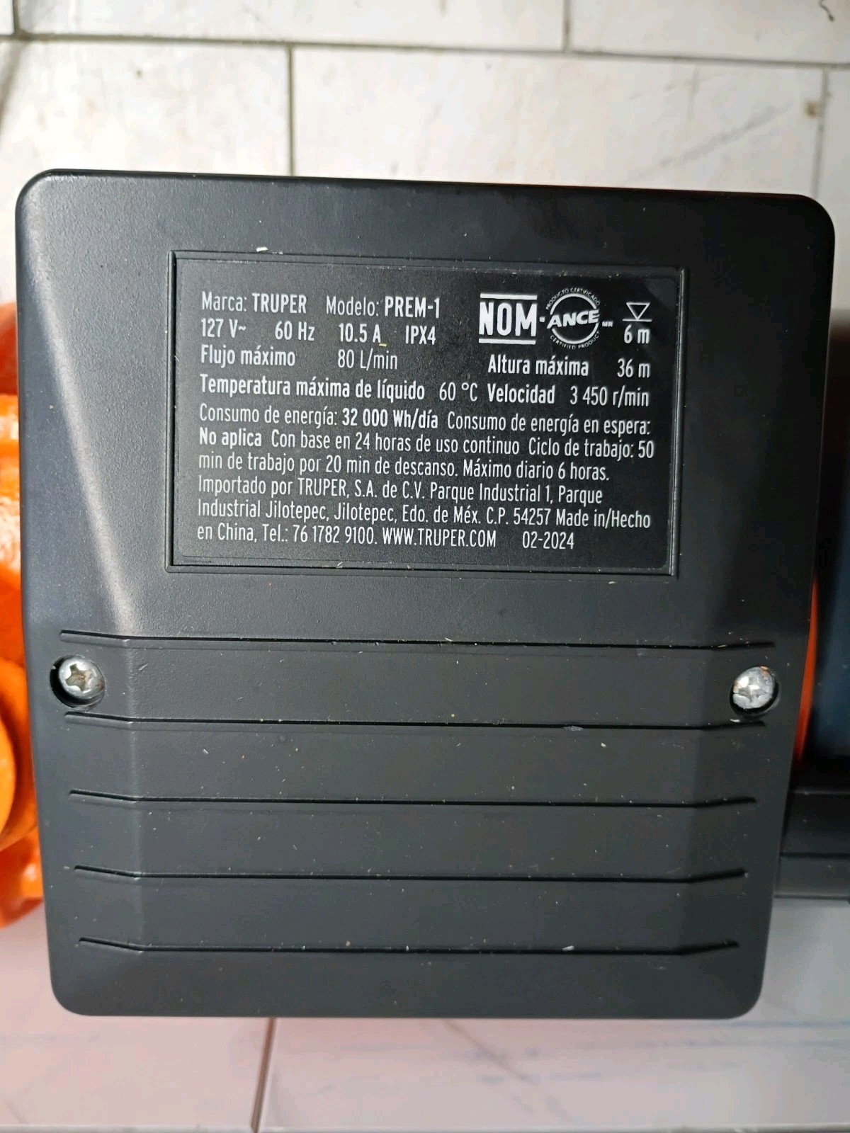 TRUPER PREM 1 HP 373W 1/2 HP Pressure Pump Read Description Parts Only