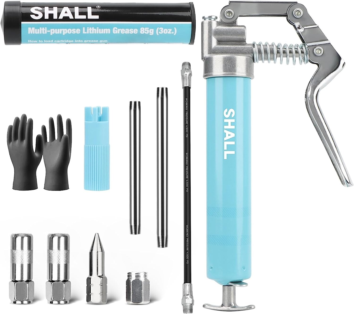 SHALL Mini Grease Gun, Small Grease Gun Kit 3.52OZ Capacity, 3000PSI NEW