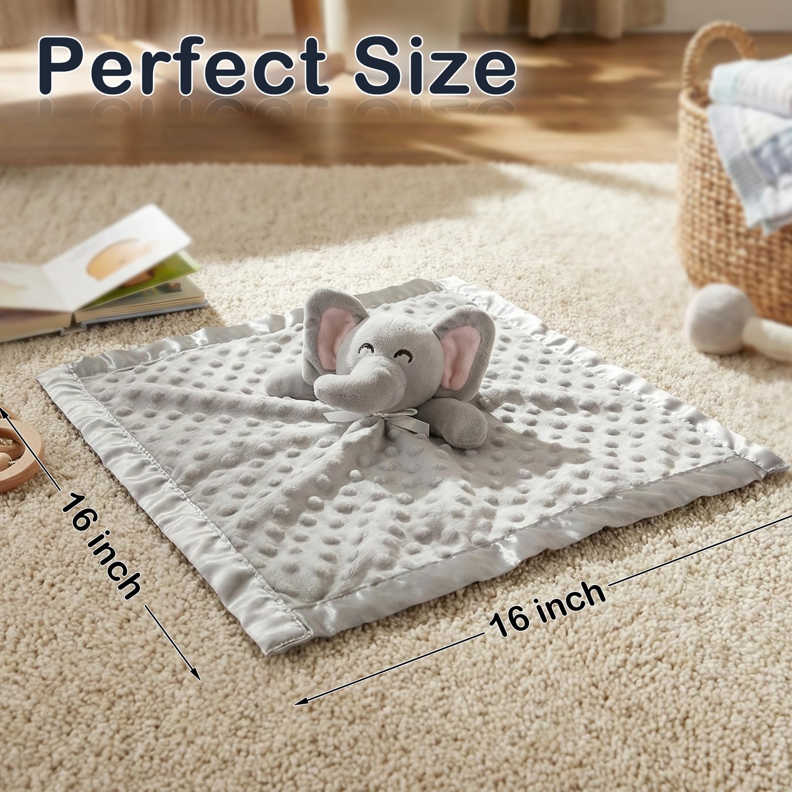 Pro Goleem Elephant Security Blanket, Soft Lovey Unisex Lovie Baby Gifts for Boy