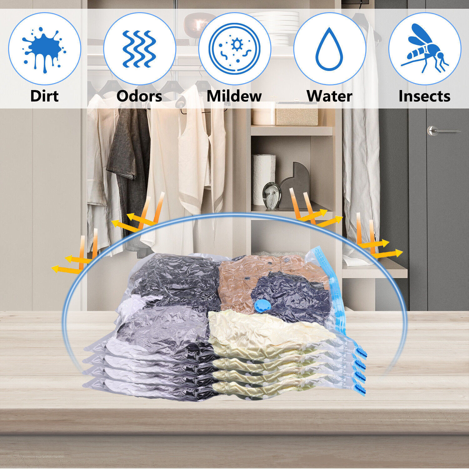 5pcs Jumbo Vacuum Storage Bags Bedding Clothes Travel Space Saver