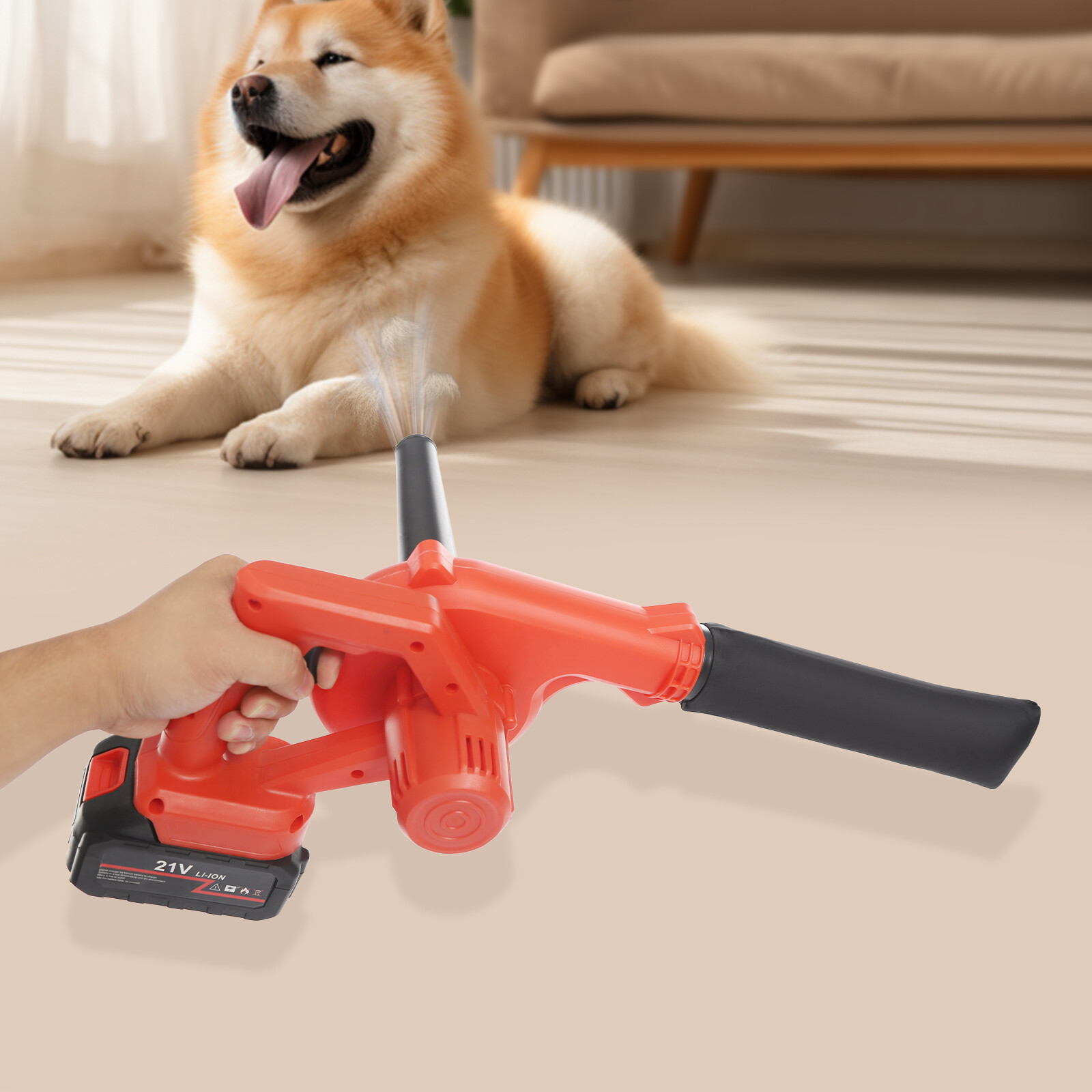 800W Battery Powered Cordless Leaf Blower, 6000-8000rpm Suction Blowing Machine