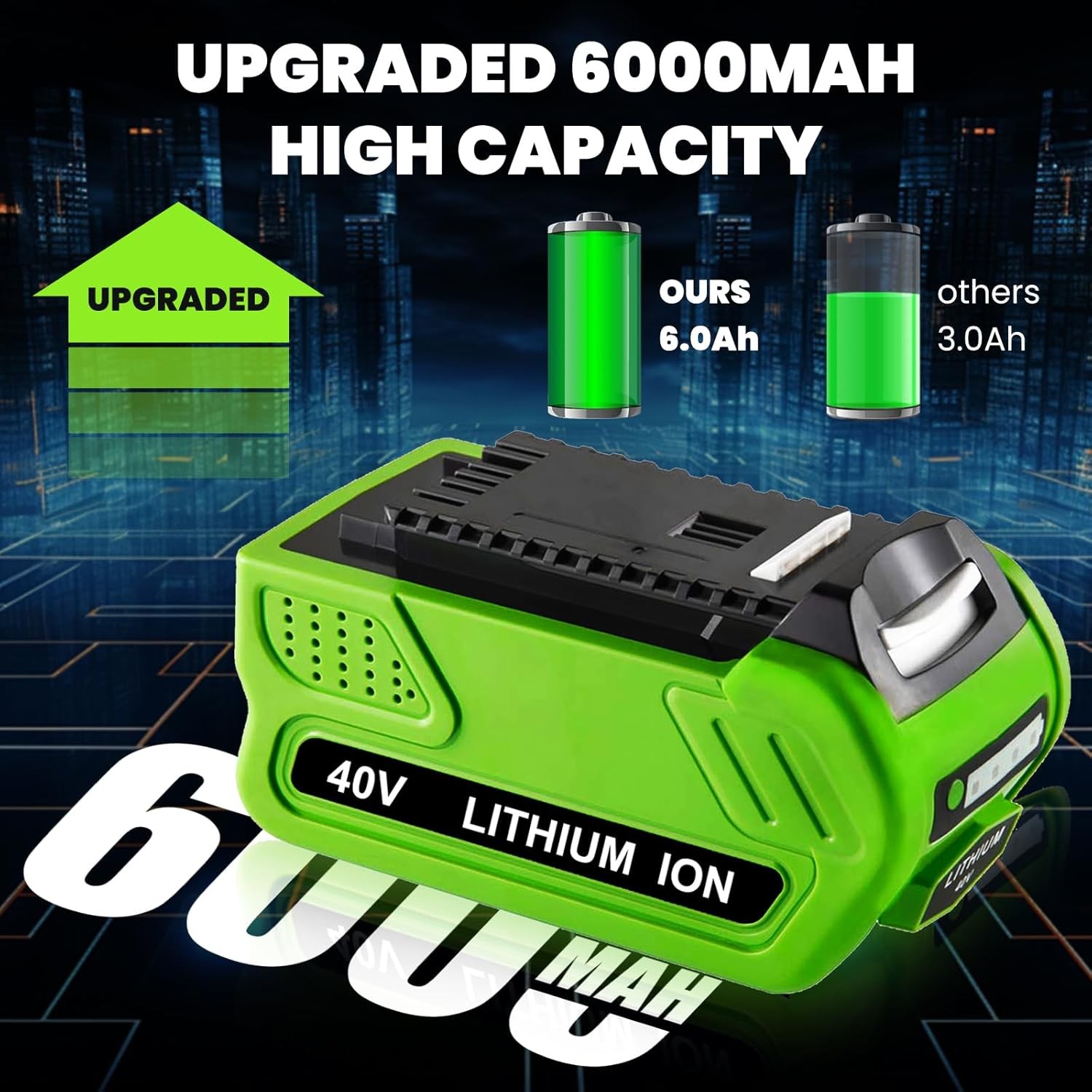 40V 6Ah For Greenworks G-MAX Lithium Battery 29472 29462 29252 20202 40 Volt