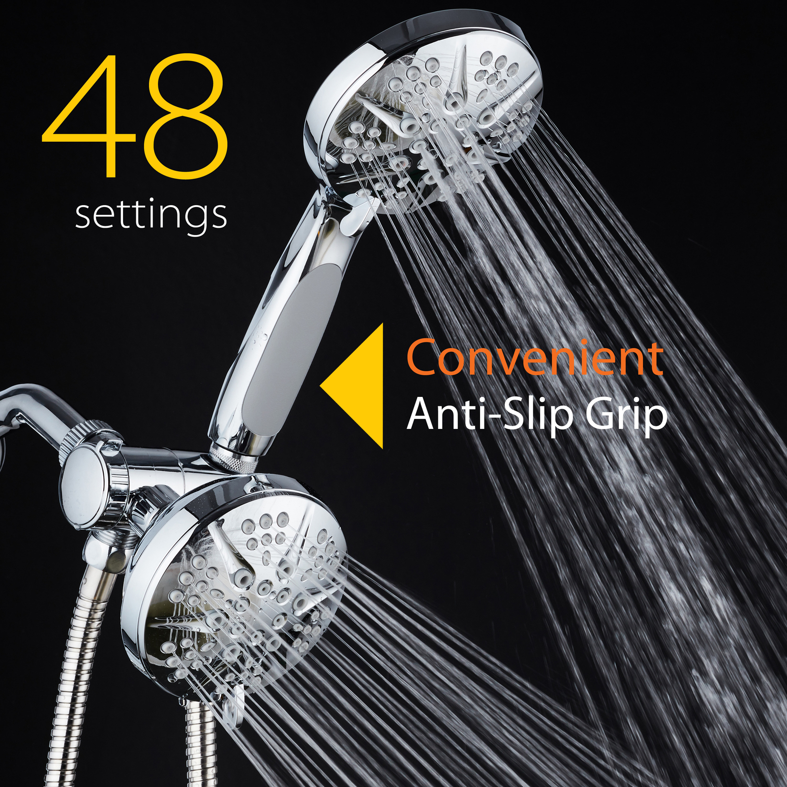NOTILUS High-Pressure 48-Setting 3-Way Twin 4.3 Inch Shower Head Combo