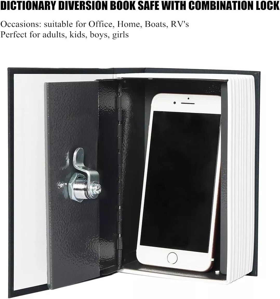 Book Safe Box with Combination Lock Dictionary Diversion Safe Secret Hidden Box
