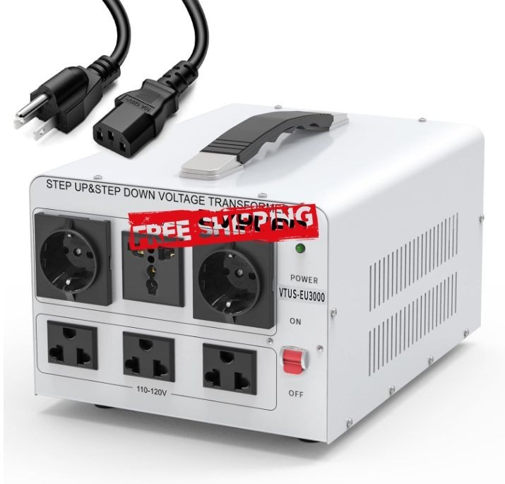 Transformador de voltaje 3000W elevador/reductor 110-240V con múltiples tomas y