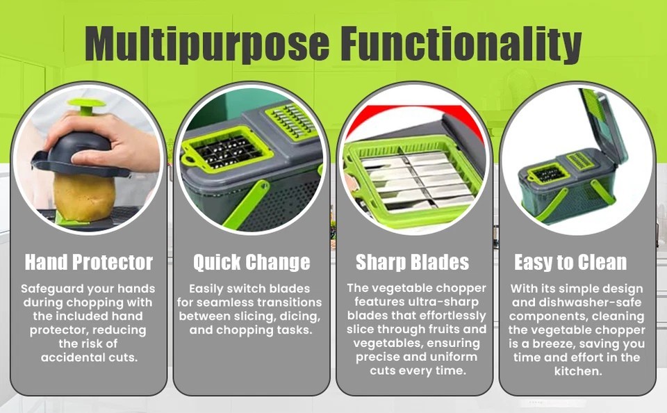 22-in-1 Multifunctional Vegetable Chopper Slicer Fruit Cutter Durable Tool