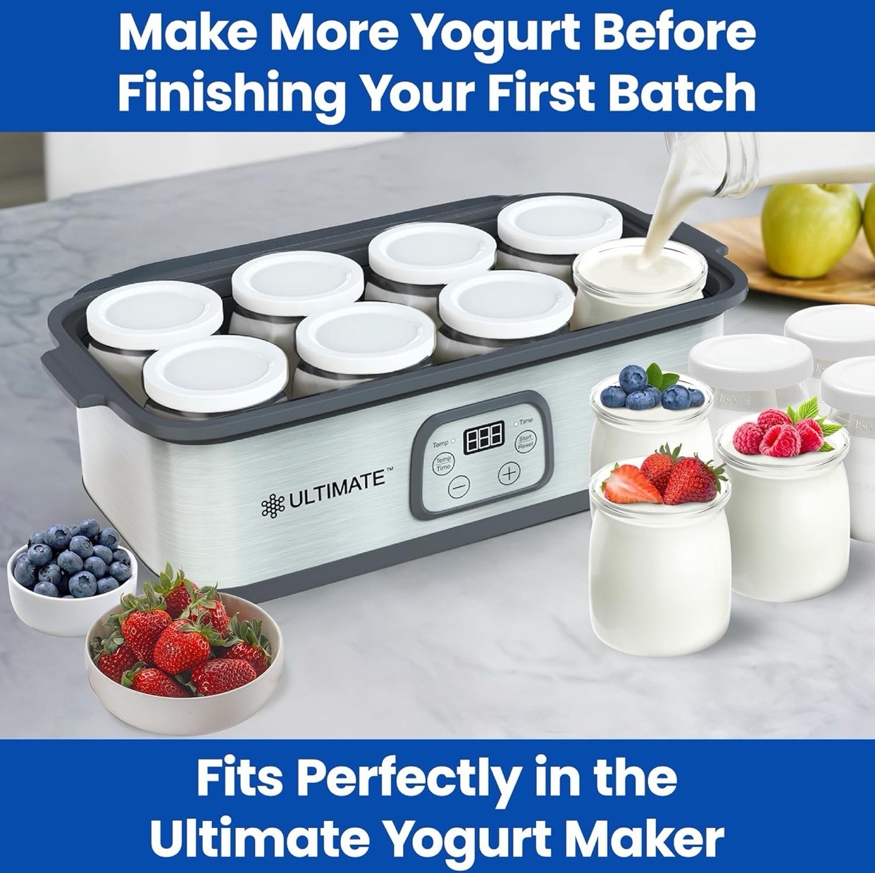 Ultimate Yogurt Jars 8 Count Small Glass Yogurt Cups With Lids