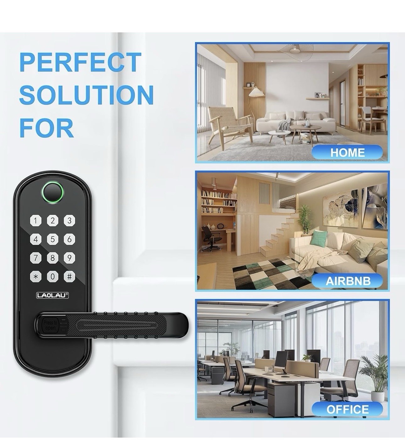 B04 Fingerprint Electronic Door Lock with Keypad and Handle – Keyless Entr
