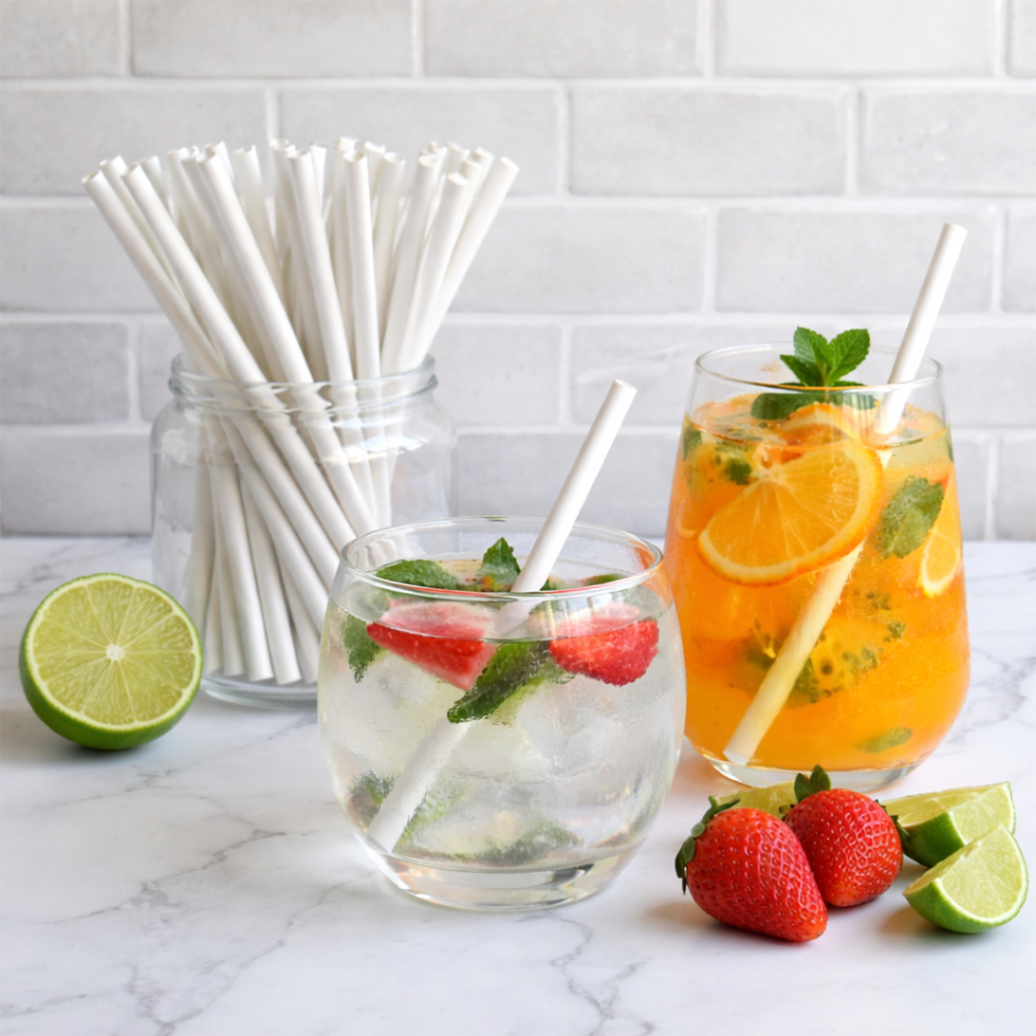 Arbor Paper Drinking Straw 7.5″White Ecofriendly Disposable Paper Straws 550 Pcs