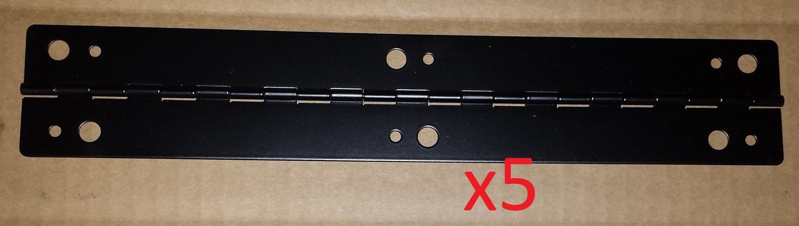 5 pc Black Powder Aluminum Piano Hinge 11-1/2 x 2 HOLE Continuous Door/Cabinet