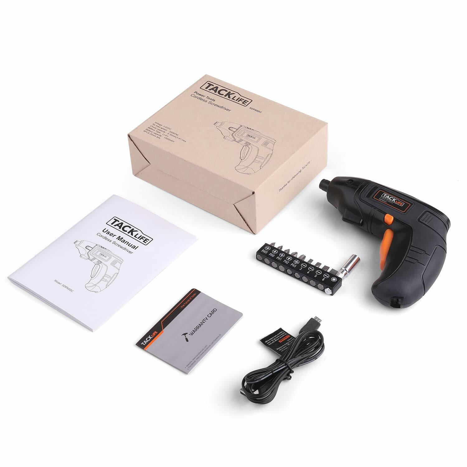 Electric Screwdriver, Tacklife Cordless Screwdriver Rechargeable 1500 mAh Li-on