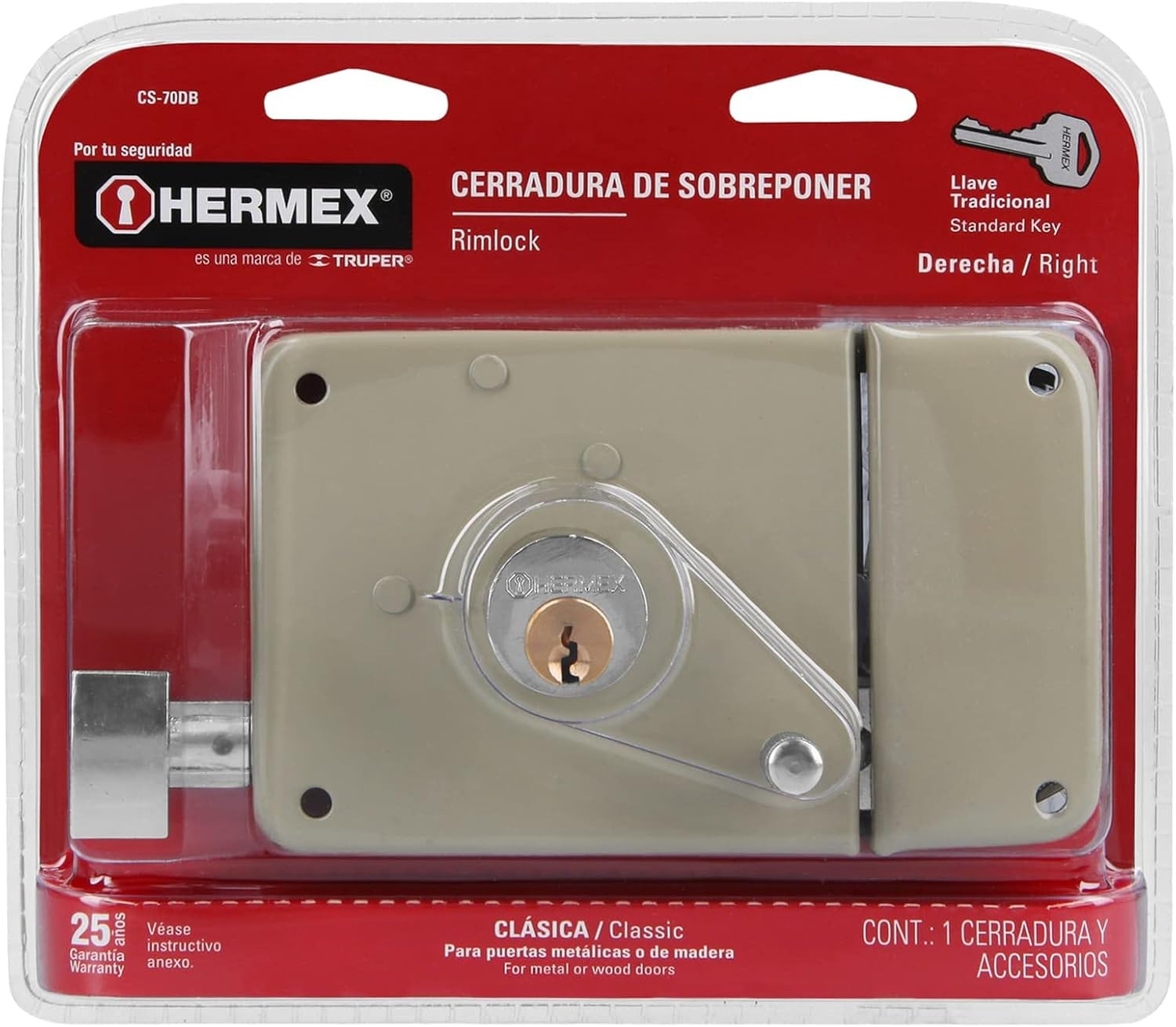 43583 / CS-70DB – Right Rim, Deadbolt Rim Door Lock Set, Standard Key
