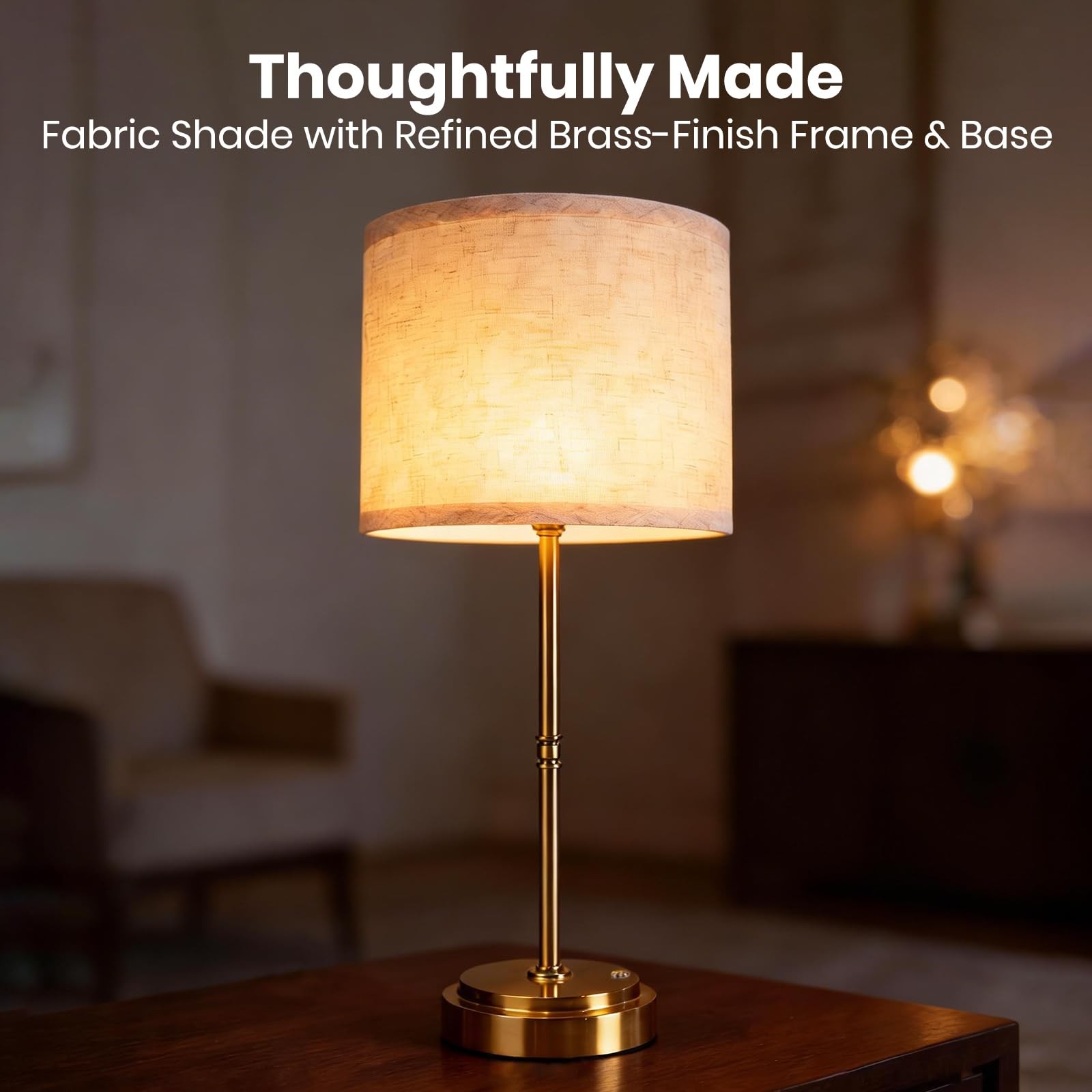 AWOKE 17.7-Inch Tall Cordless Table Lamp, 7500mAh Long-Lasting Battery Operat…