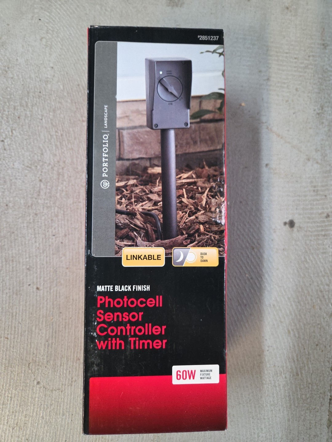 Portfolio Landscape, Matte Black Finish Photocell Sensor Controller w/ Timer 60W