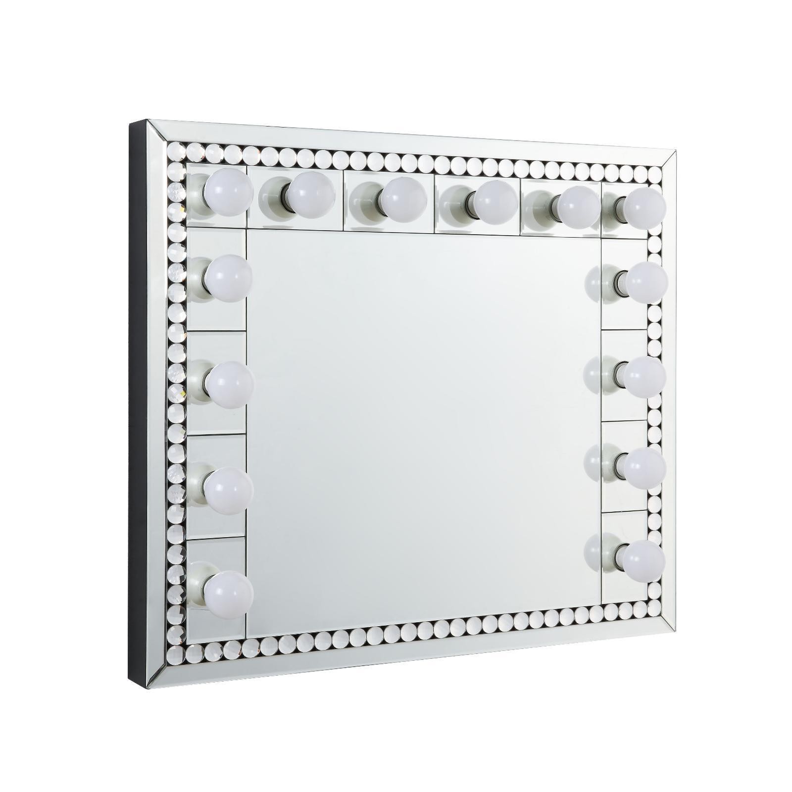 Mirrored Wall Decor Glam Faux Diamond Inlay Home Mirror for Bedroom Bathroom