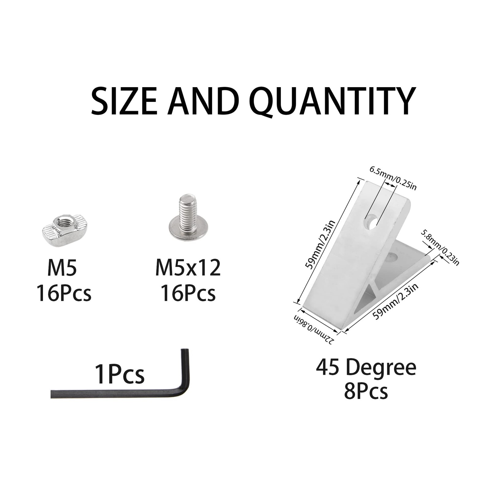 3030 Series 45 Degree Angle Aluminum Extrusion Corner Joint Brackets 8 PCS Kit
