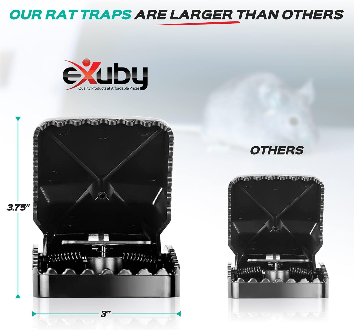 Large Powerful Rat Traps (4 Pack) – Kills Instantly with Powerful Steel Spring