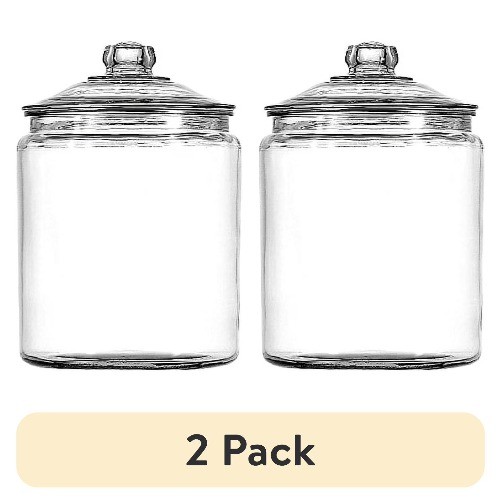 (2 pack) Anchor Hocking Heritage Hill Glass Jar with Lid, 2 Gallon