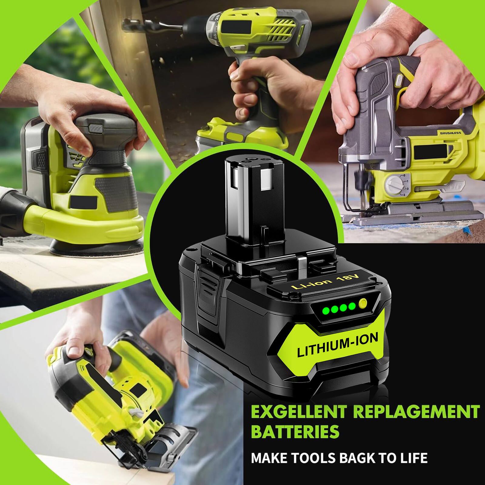 2X 8.0Ah High Capacity Lithium-Ion Battery For RYOBI P108 18V 18 Volt One Plus