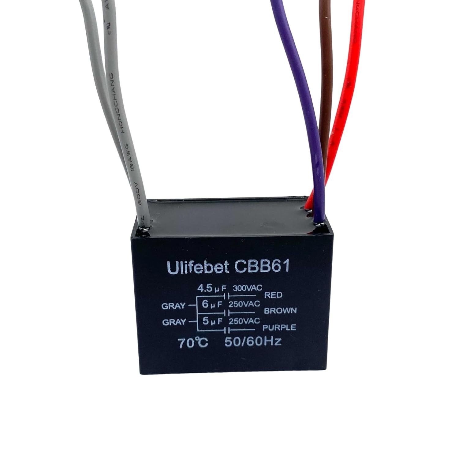 Durable 5-Wire Ceiling Fan Capacitor 4.5uf + 6uf + 5uf – 250V Replacement