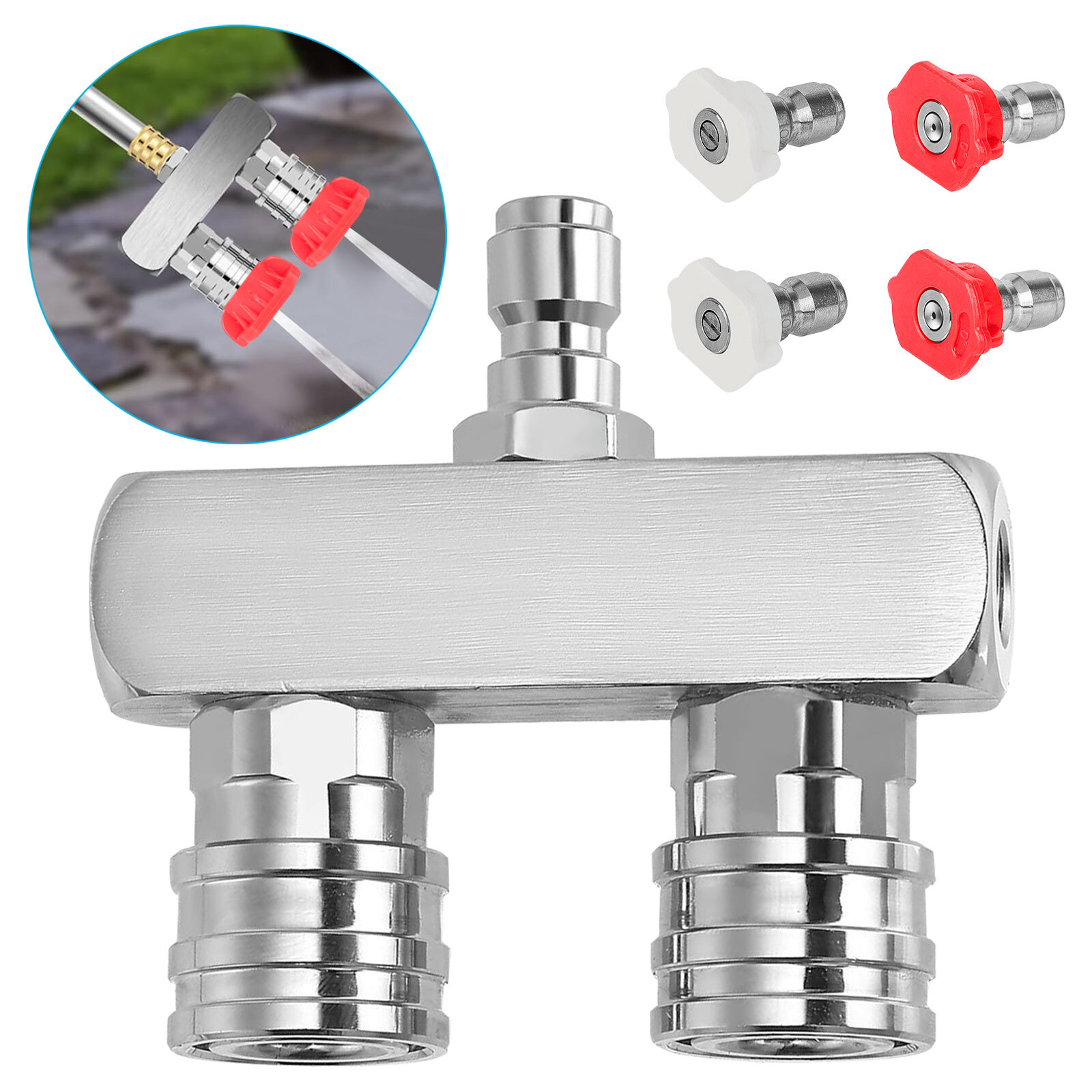 5000 PSI Dual Pressure Washer Nozzle 1/4″ Quick Connect with 0° & 40° Spray Tip