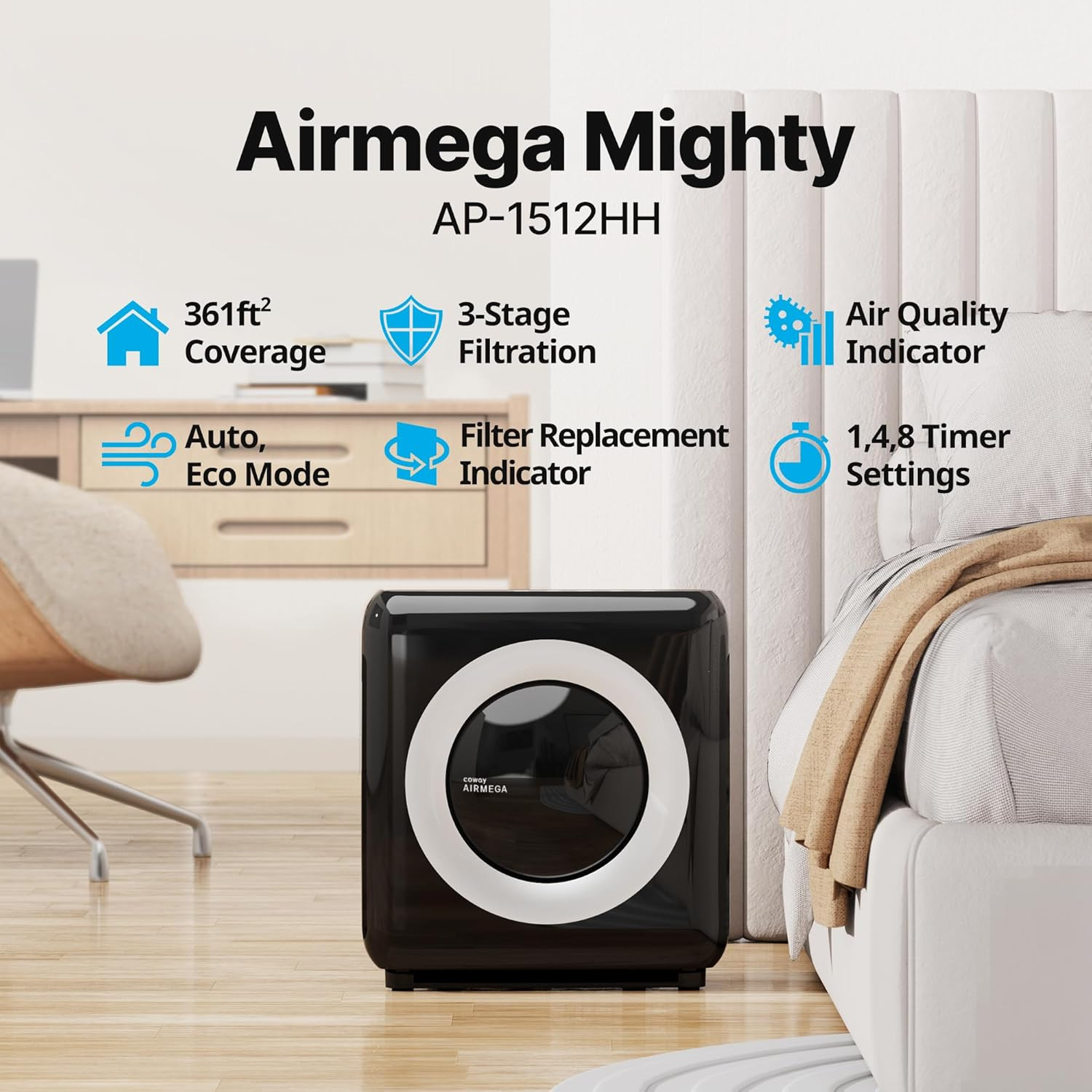 Air Purifier for Home up to 1,748Ft², HEPA Filter for Smoke, Allergies, Pet Dand